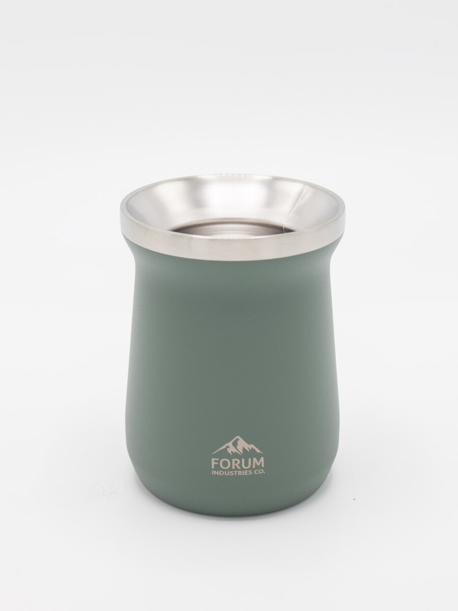 Mate Doble Tapa Acero Inoxidable Agarre Facil - Verde 