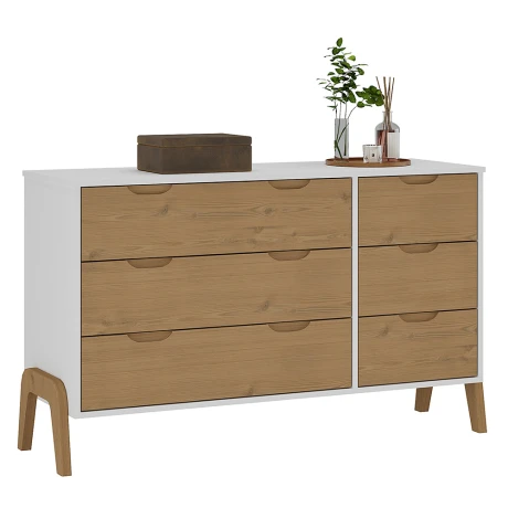Comoda 6 cajones Linea Veneza Blanco/Miel