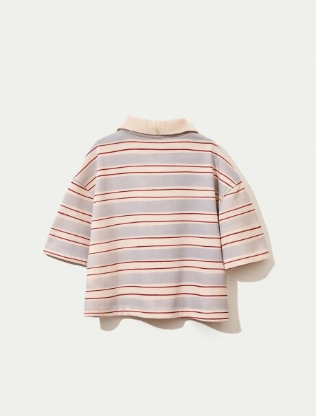 CAMISETA INFANTIL BORDADA CON CUELLO MULTICOLOR