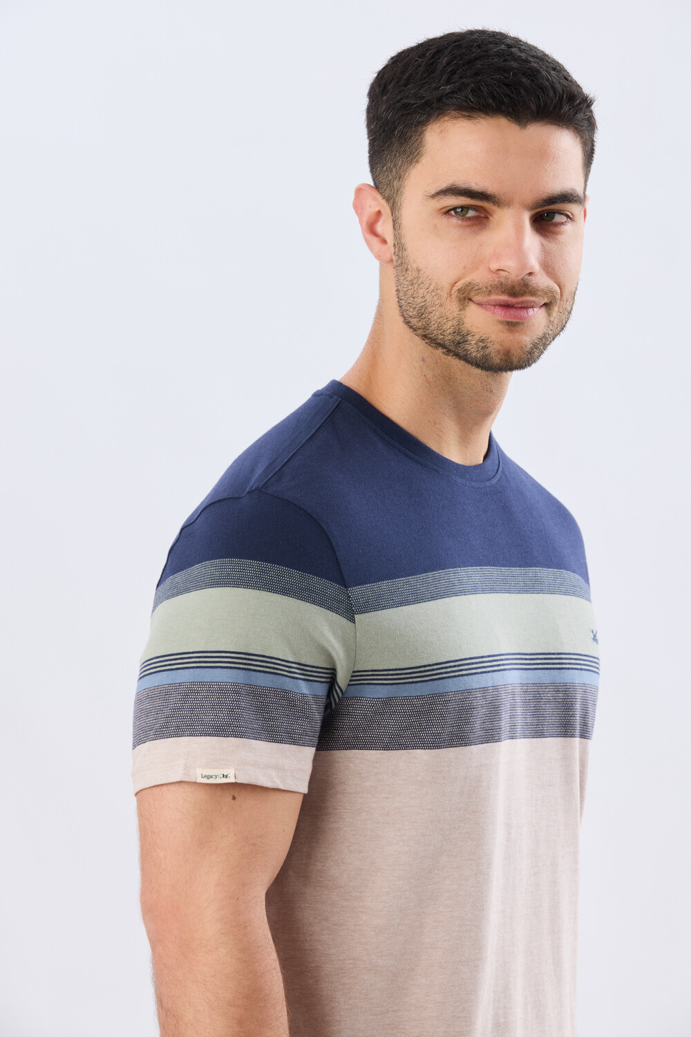 REMERA RAYADA DE ALGODÓN Beige