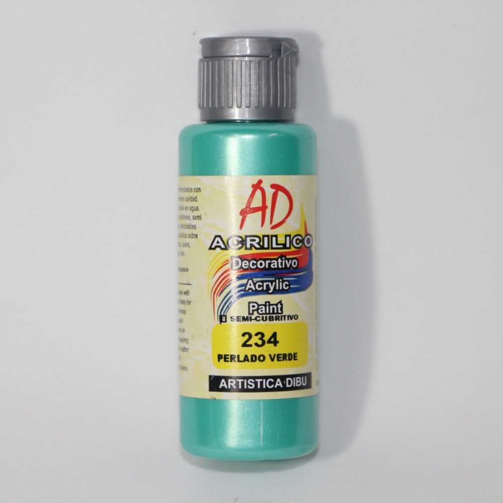 PINTURA ACRILICA ARTISTICA DIBU 60 ML. DIFERENTES COLORES COLOR PERLADO VERDE 234