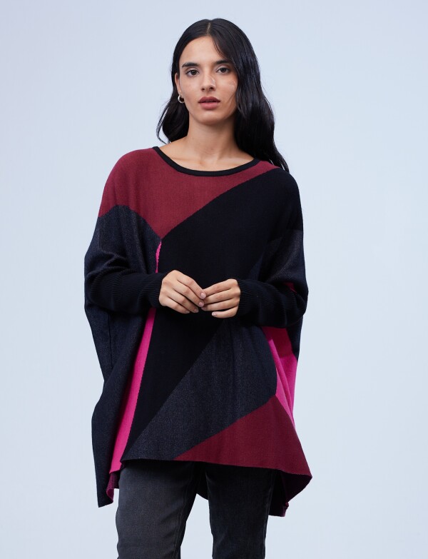 Buzo Poncho Oversize BORDEAUX/MULTI