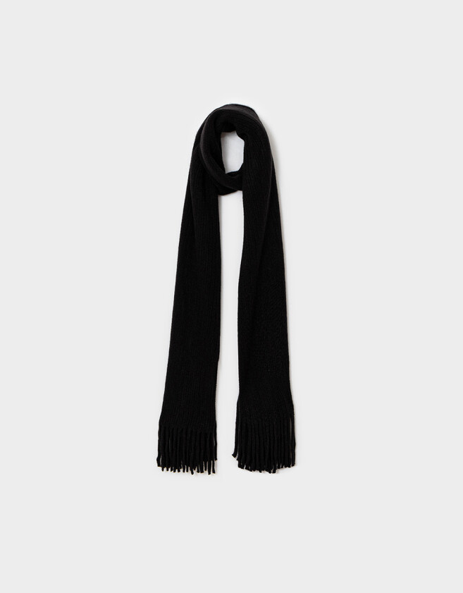 Bufandas Clasico Bufanda Con Flecos - Negro