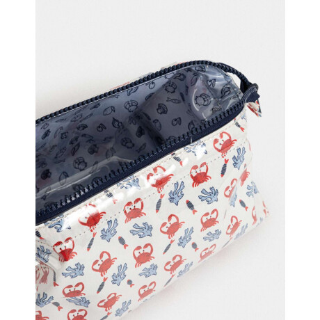 Portacosméticos Vinilo Flores Blanco Crudo