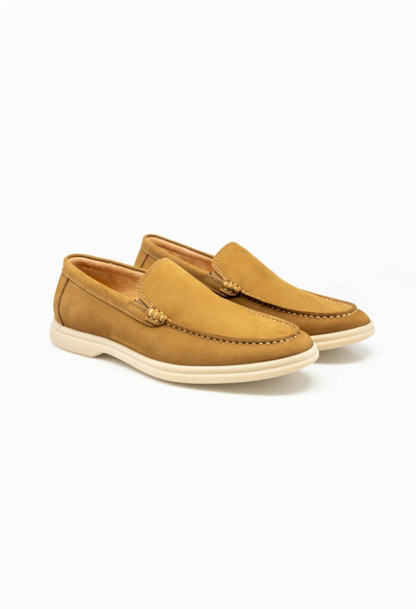 Mocasín liso cuero - Camel 