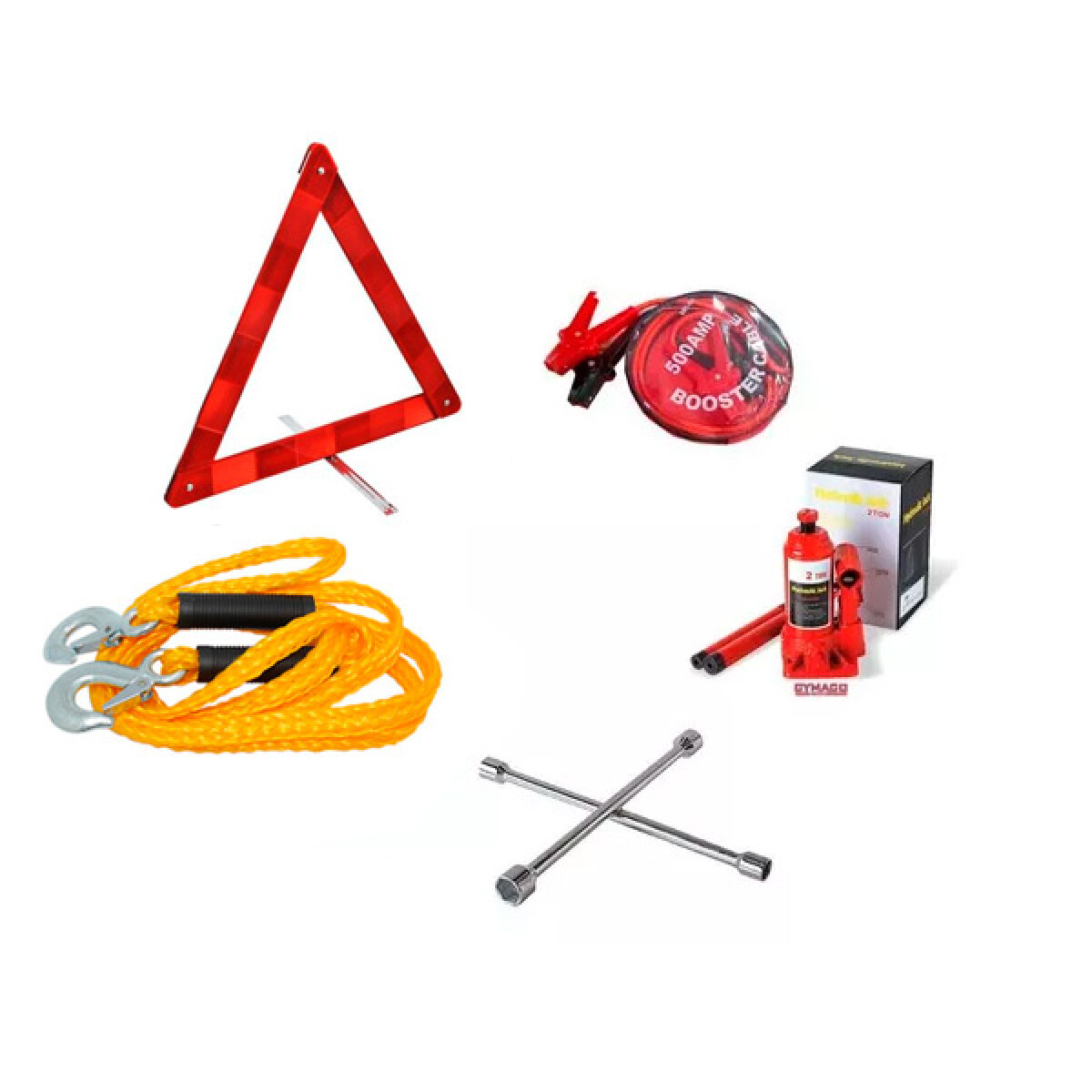 SEGURIDAD VIAL COMBO KIT EMERGENCIA CON GATO BOTELLA 2TON 