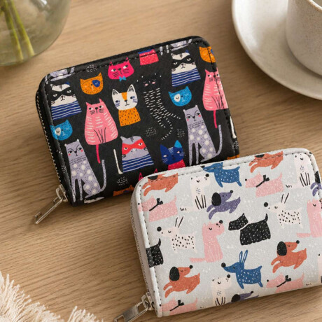Monedero con bolsillo interno - 9x14cm Gato
