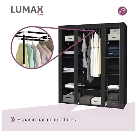 Ropero de 6 Estantes Desmontable de Caño y Tela TNT 150x45x175 Negro