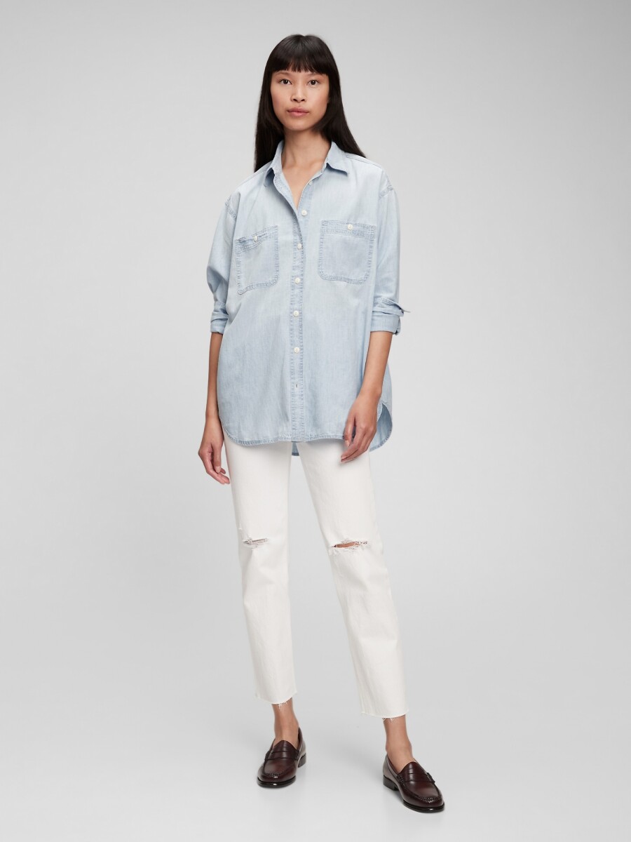 Camisa De Jean Big Mujer - Light Indigo 6 