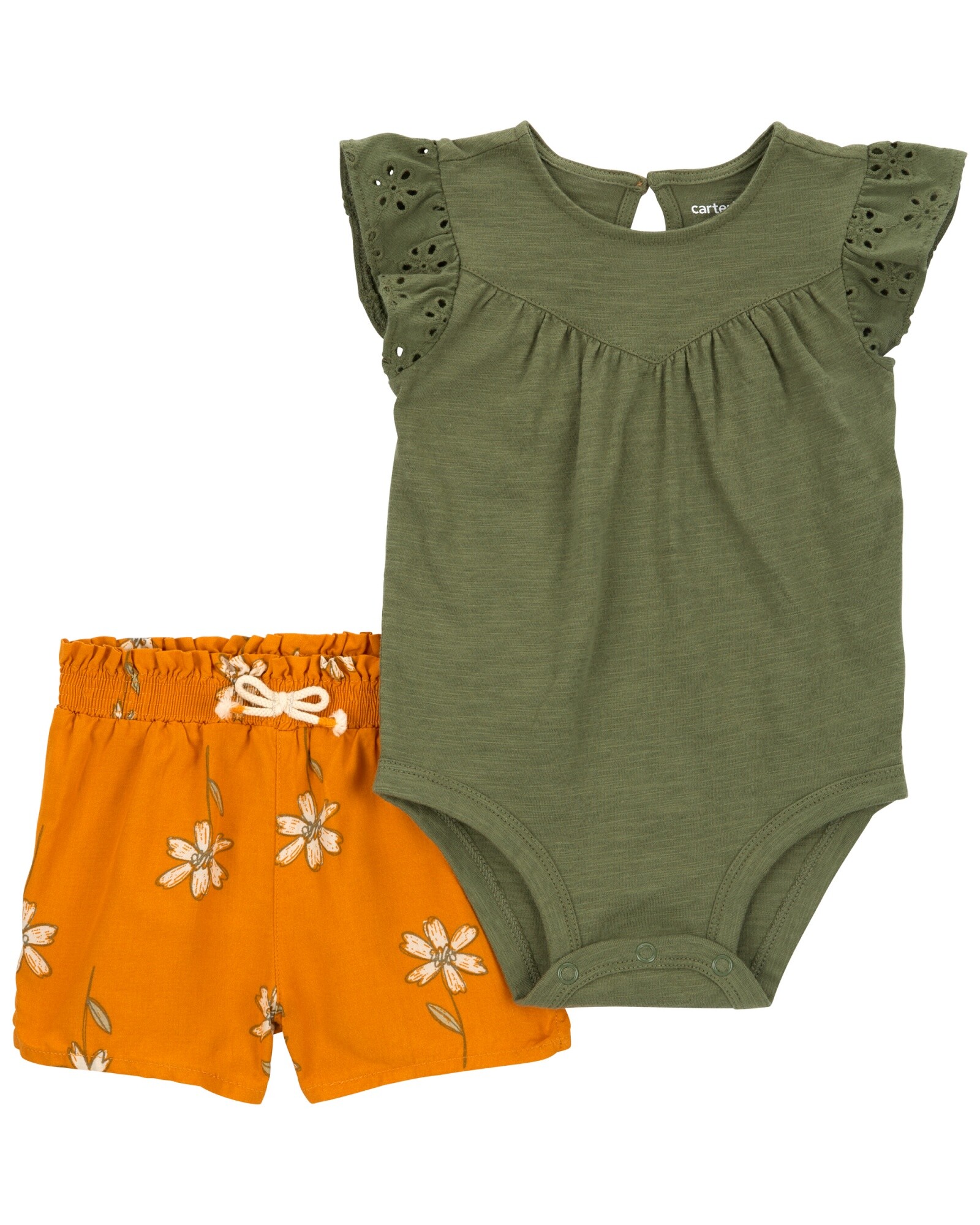 Set dos piezas, short de viscosa Ecovero y body de algodón Sin color