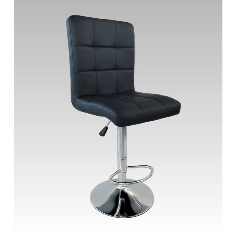 Banqueta Alta Negra con Respaldo y Base Cromada Banqueta Alta Negra con Respaldo y Base Cromada