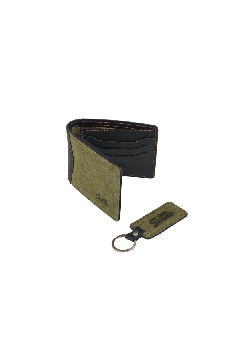 Set billetera y llavero verde