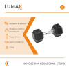 Mancuerna Fija Hexagonal Recubierta Mango Acero Lumax 17.5KG Negro