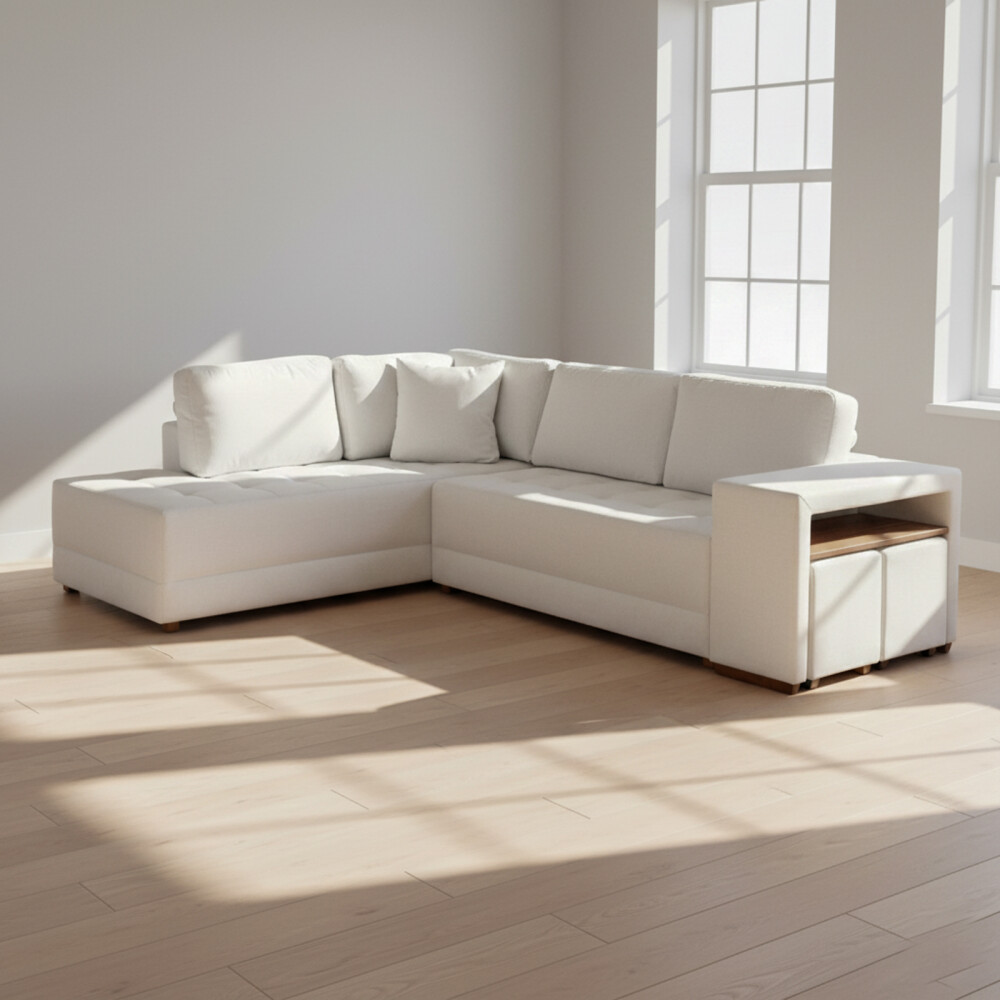 SOFÁ ESQUINERO MÁS DE 4 CUERPOS TELA NATURAL-BEIGE CONNECT II BEIGE