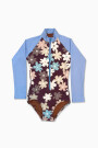 LITTLE SURFER ONE PIECE Flower Bed Merlot