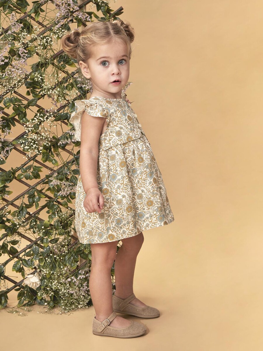 Vestido De Lino Estampado Blanco