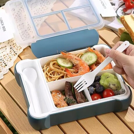 Vianda lunchera con 4 divisiones Azul