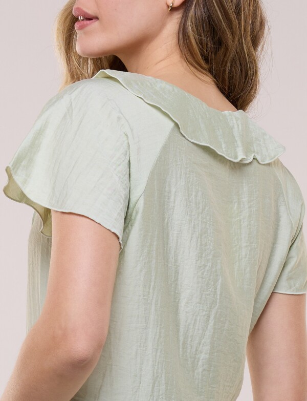 Blusa Satén Péplum VERDE CLARO