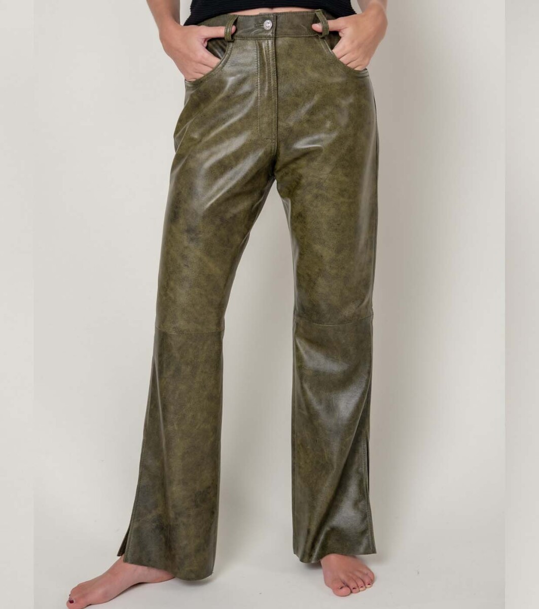 Leather Pant - Verde gastado 