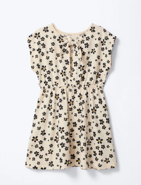 VESTIDO CORTO INFANTIL ESTAMPADO BEIGE