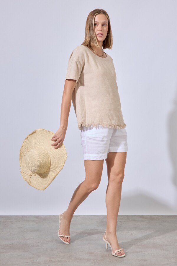 Blusa Lino Flecos BEIGE