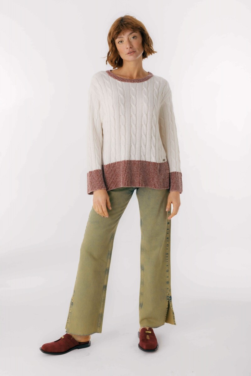 Sweater Mix Blanco/Bordeaux