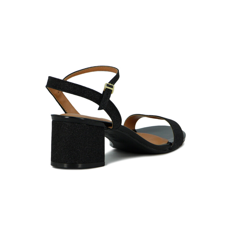 Sandalia Vizzano Mujer Taco 6cm Gliter Negro
