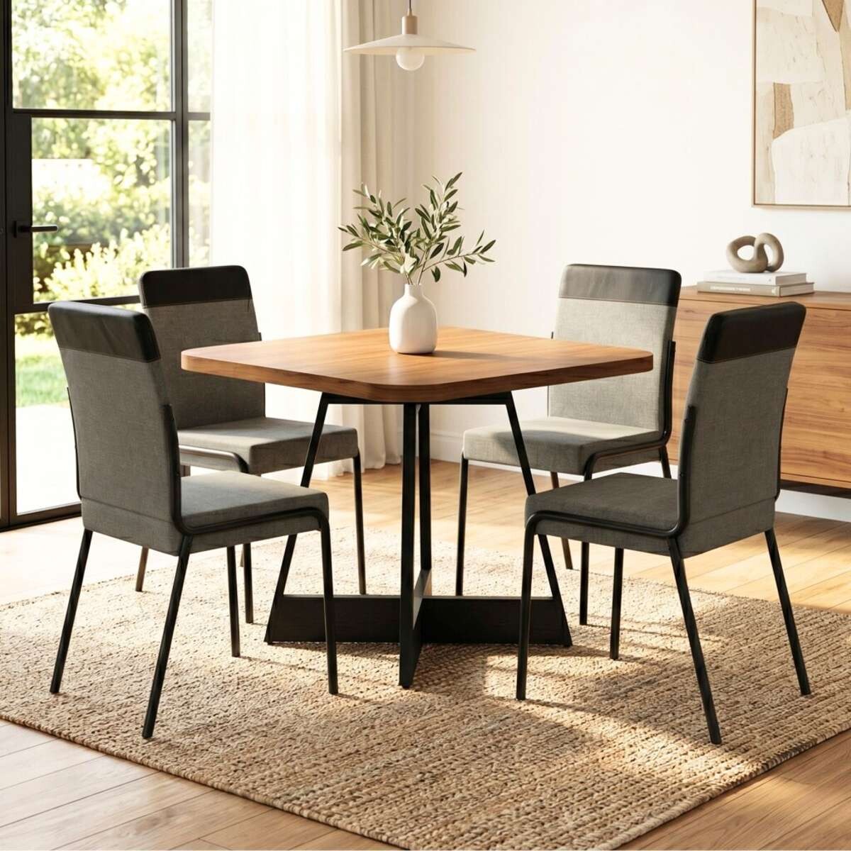 Juego de Comedor 4 sillas Duo + Mesa Atria - Negro 