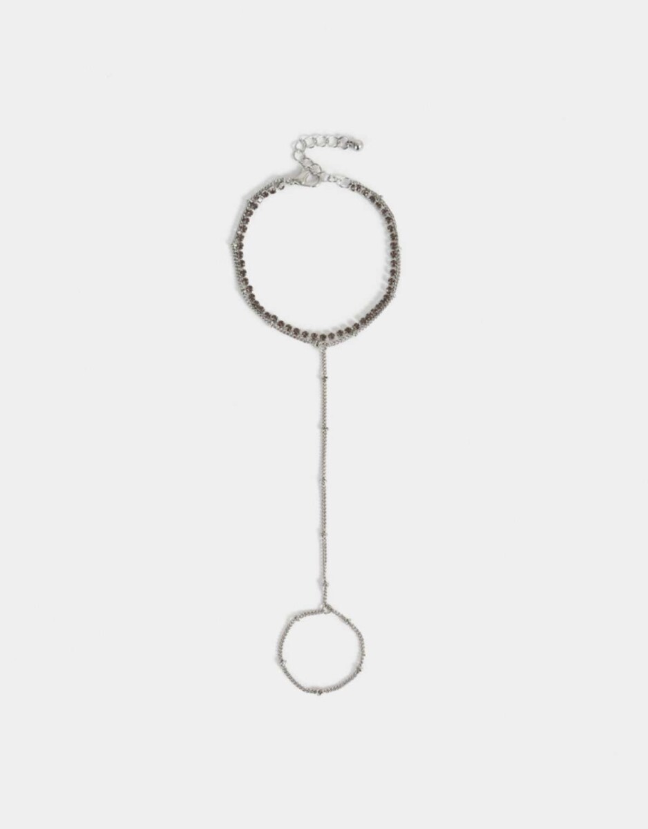 Pulsera Flexible Con Anillo Unido - Plateado 