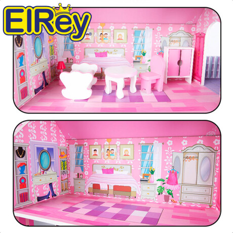 Casa Casita P/ Muñecas Grande En Madera C/ Muebles Jug007201