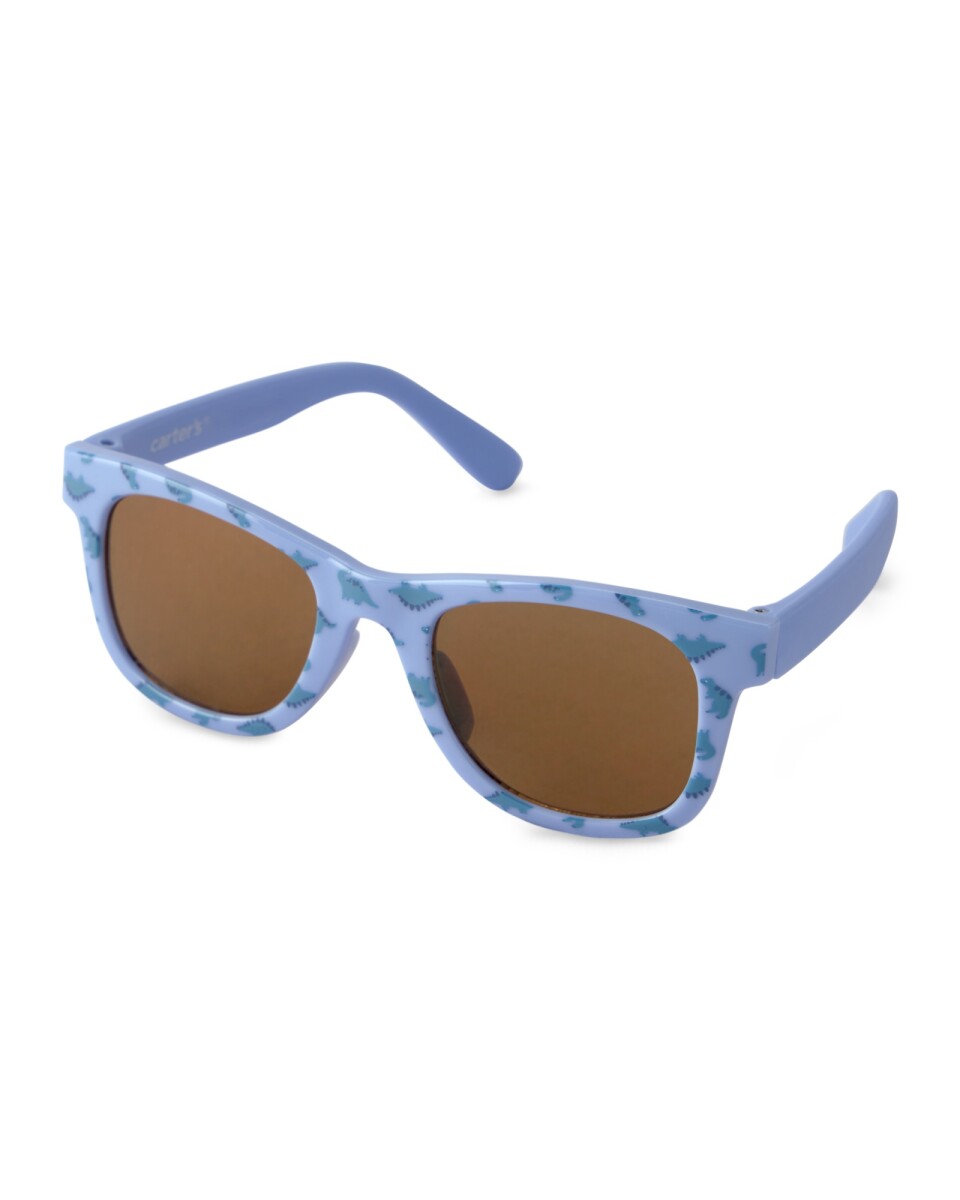 Lentes de sol, protección 100% UVA-UVB, azules, diseño dinos. Talle 12/24M 