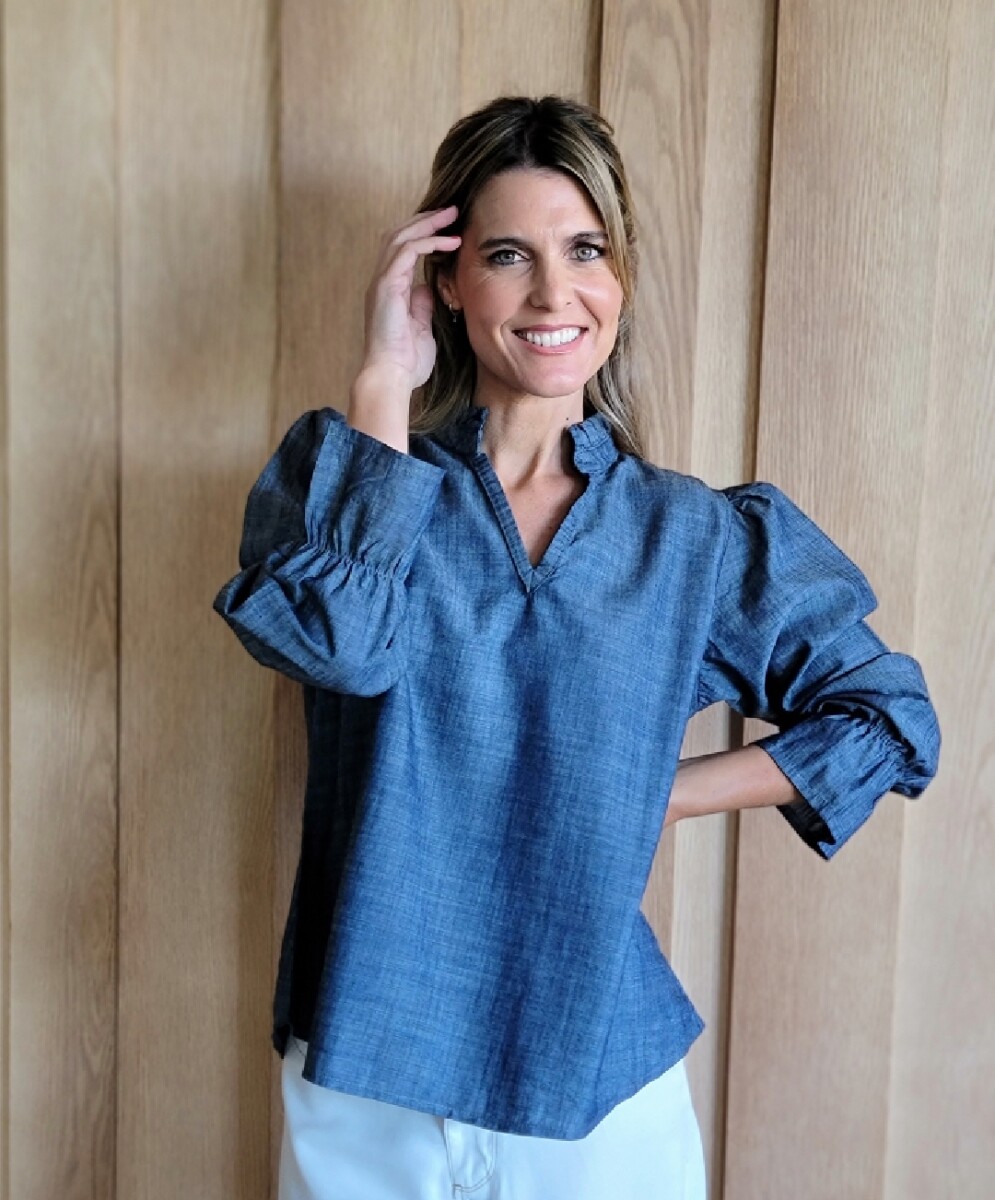 Blusa Copenhague - Lino Azul melange 