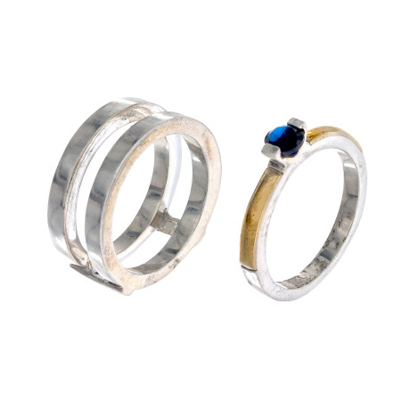 Anillo Plata 925, Double y circonia Anillo Plata 925, Double y circonia