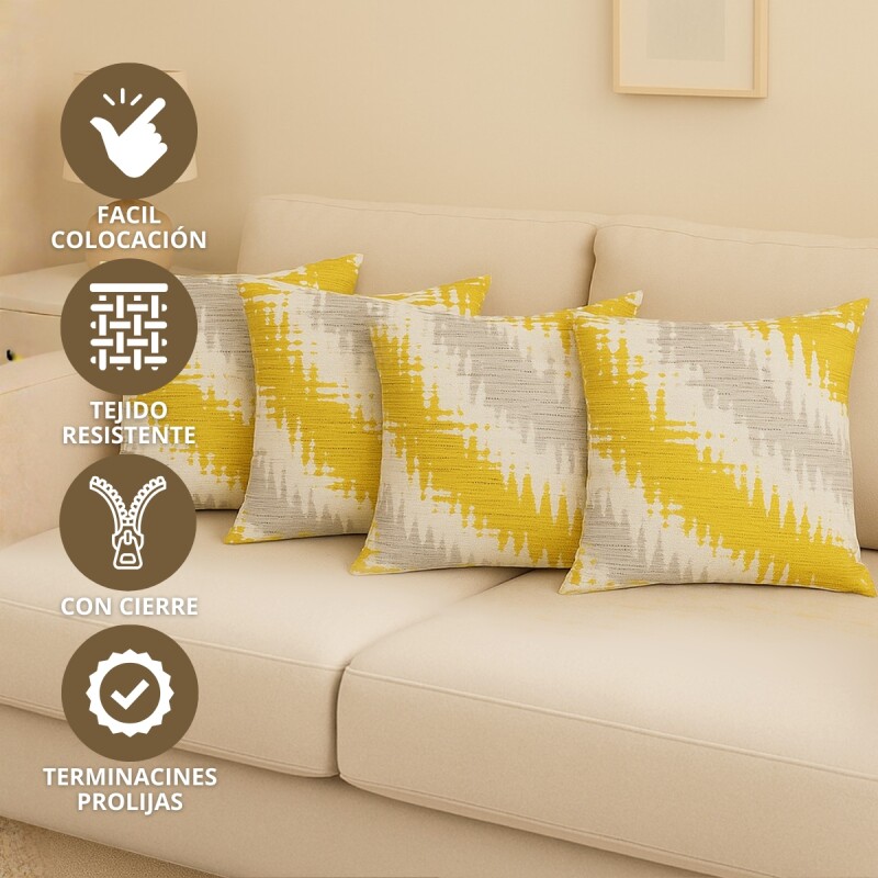 Set x4 funda de almohadones lisa 43 x 43 RAYAS MOSTAZA