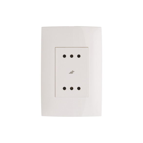 Conjunto plaqueta c/2 tomas 3 en línea - Presta blanco C51006