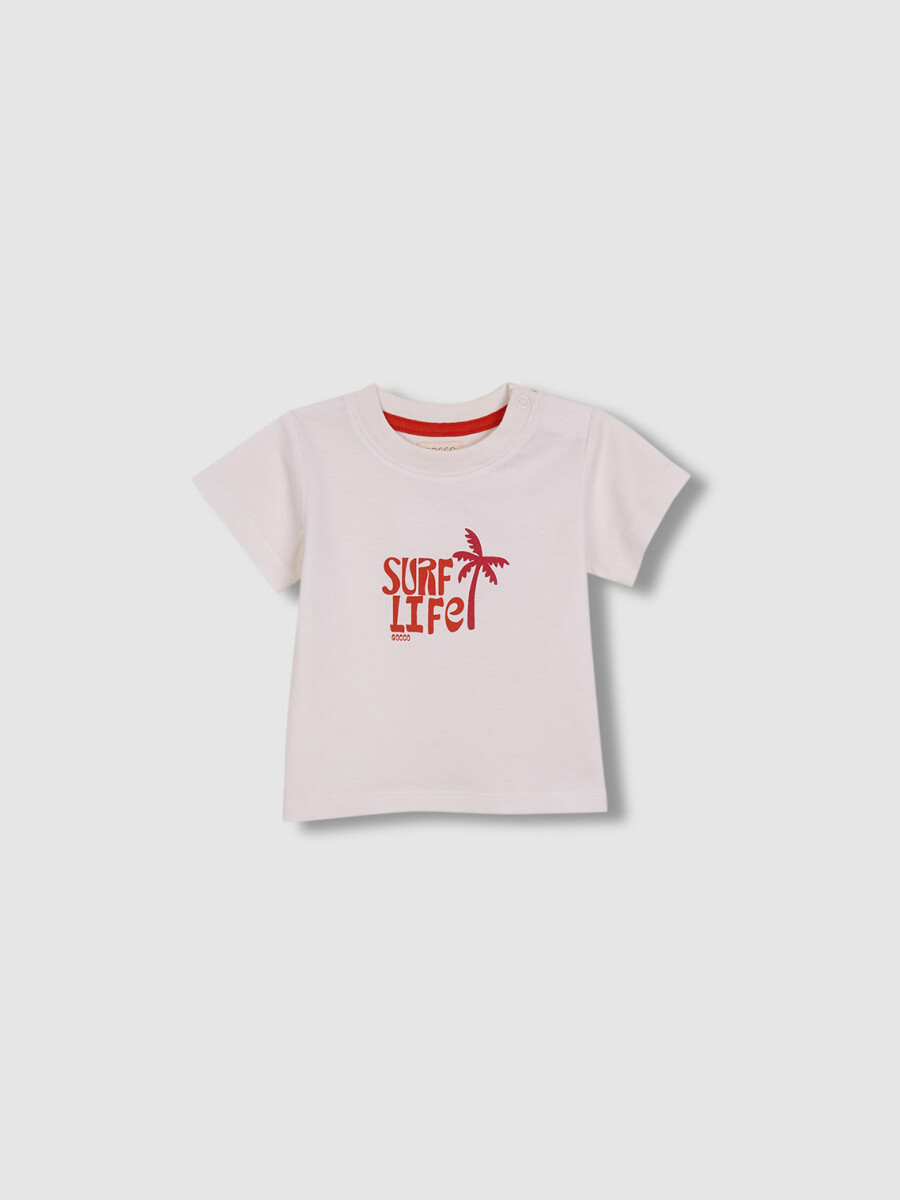 Camiseta Estampado Surf Life Blanco