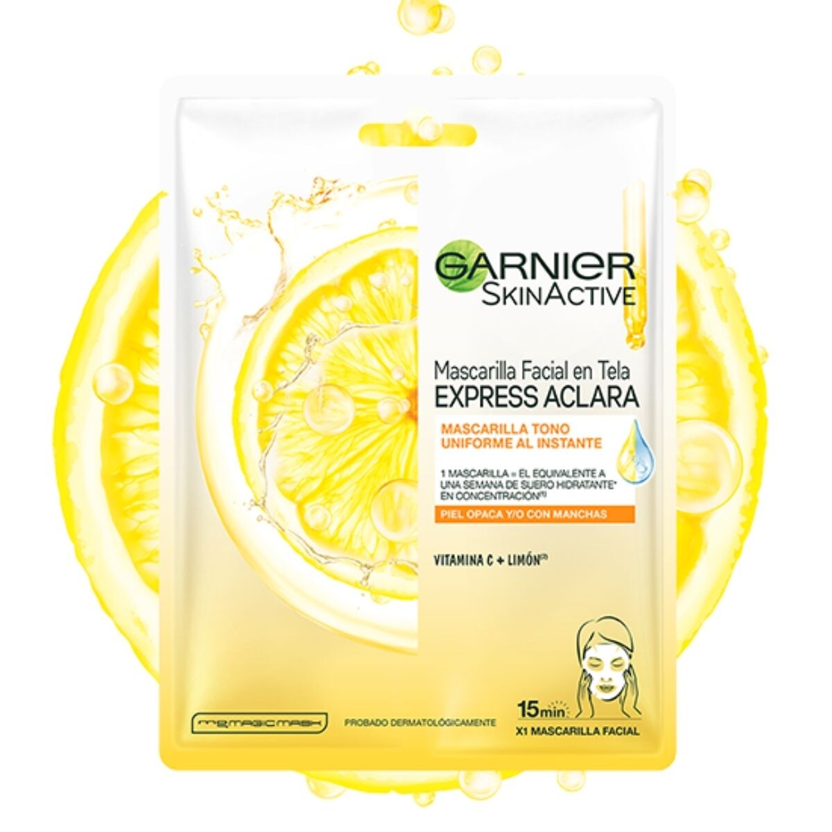 Mascarilla en Tela Facial Garnier Skin Active Express Aclara Anti-Manchas Vitamina C 