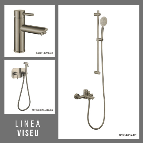 JUEGO DE GRIFERIA BRUSH NICKEL DUCHA EXTERIOR LAVATORIO BAJO DUCHA HIGIENICA 000