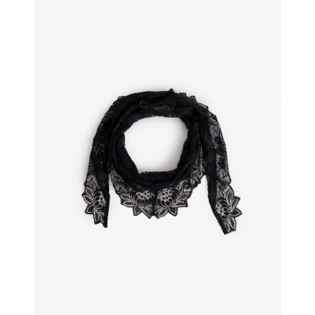 Pañuelo Triangular De Encaje Negro Negro