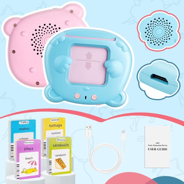 Tarjetas Interactivas Aprende Inglés Español Infantil Niños Variante Color Azul