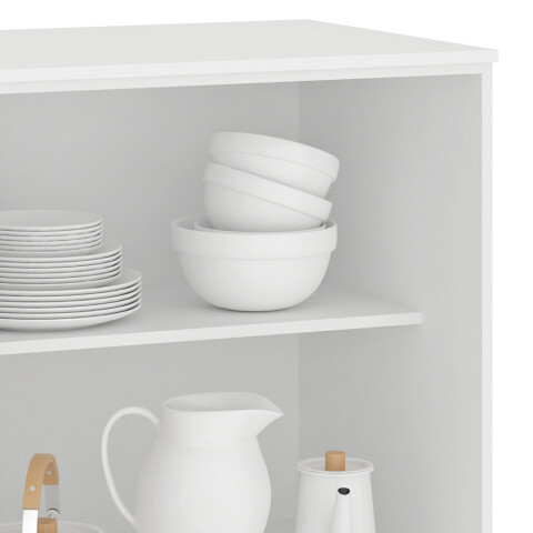 Mueble Alacena y Mesada de Cocina con estante en MDP - Madera - Línea Melilla - Blanco Mueble Alacena y Mesada de Cocina con estante en MDP - Madera - Línea Melilla - Blanco