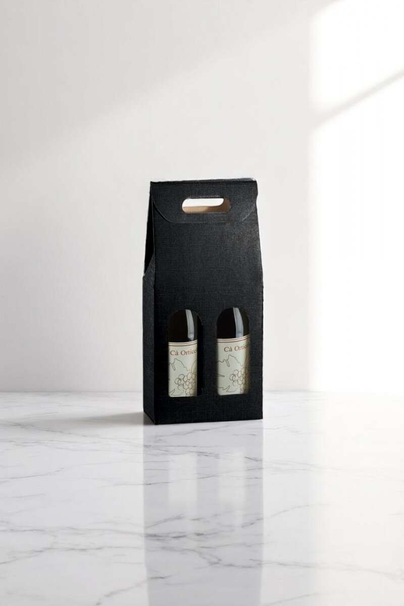 Caja c/ventana 2 botellas 18x9x38,5 - 17122 - SETA NERO 