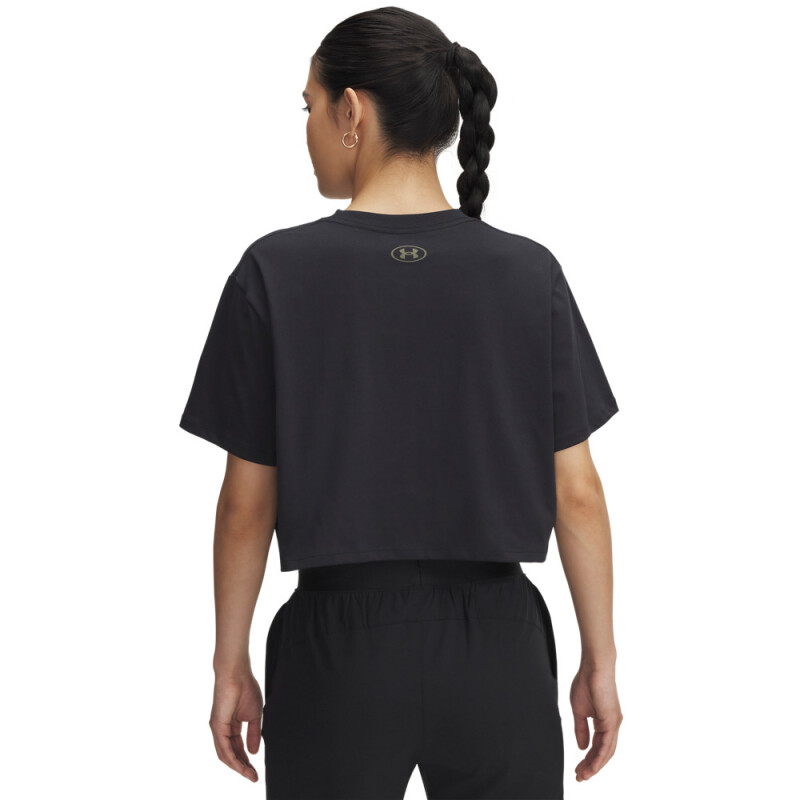 UA W Outdoor Graphic Crop SS-BRN BLK-001