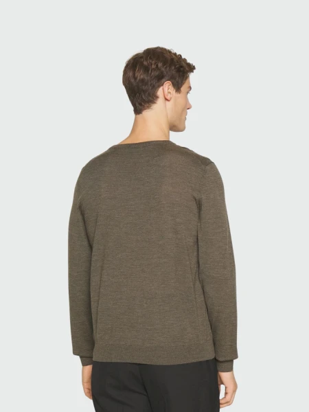 BOSS -Buzo cuello V de lana virgen, slim fit, MELBA-P Verde Musgo
