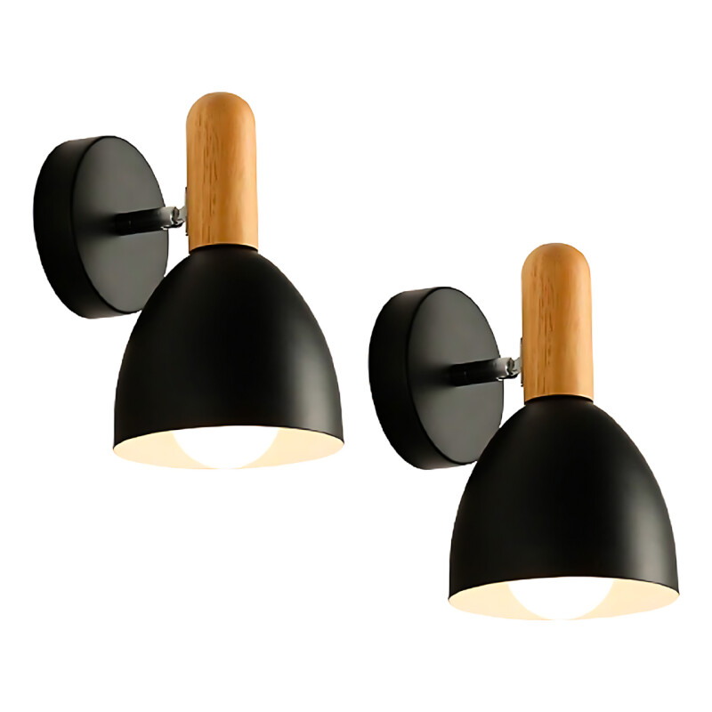 Pack X2 Aplique Lampara Nordica Negra De Metal Para Pared Negro