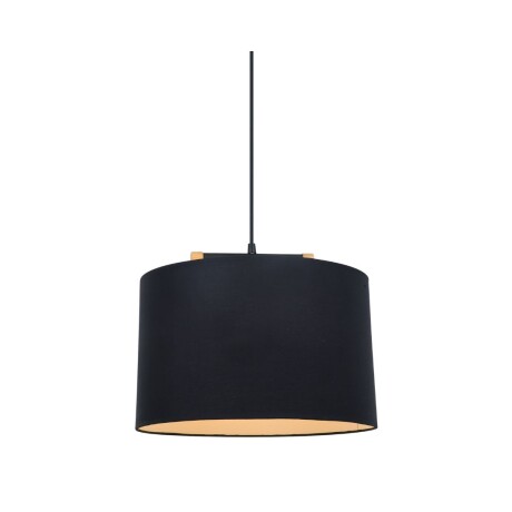 Colgante pantalla de tela negra y detalles en madera 40cm Colgante pantalla de tela negra y detalles en madera 40cm