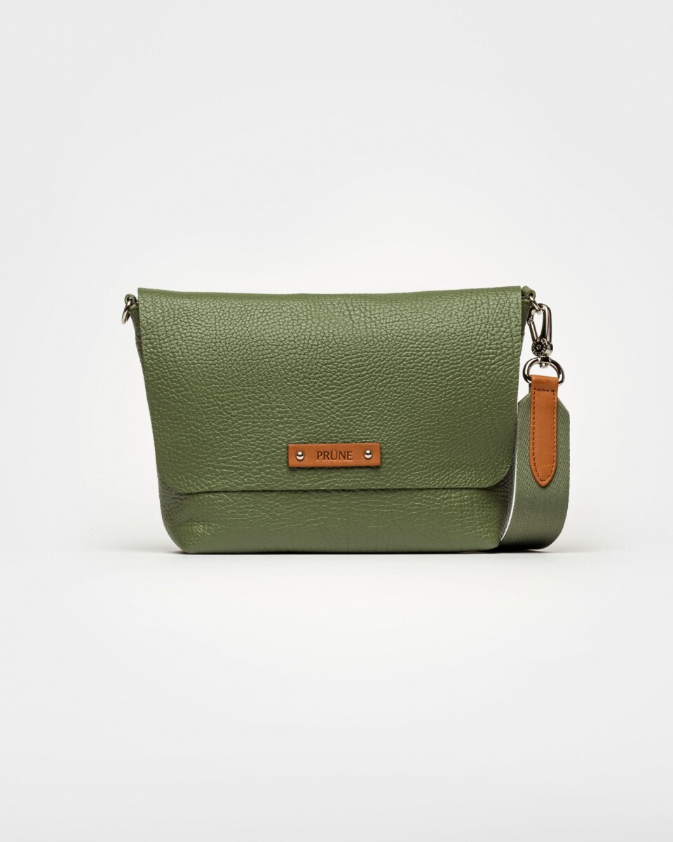 Bandolera New Nina en cuero graneado - Verde 