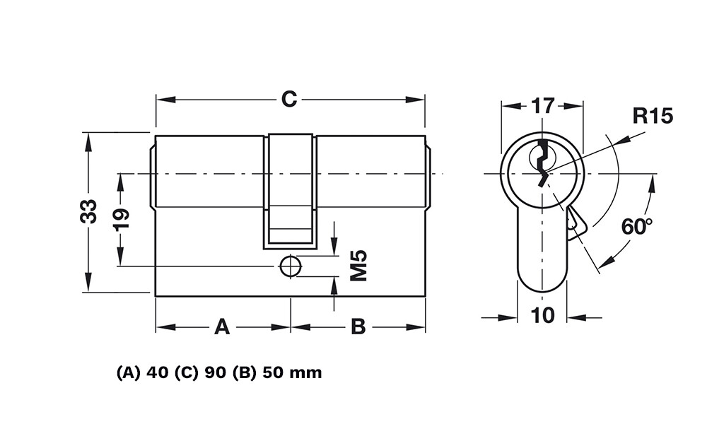 Cilindro para puerta de entrada 40 - 50 mm 916.22.020 Cilindro Para Puerta De Entrada 40 - 50 Mm 916.22.020