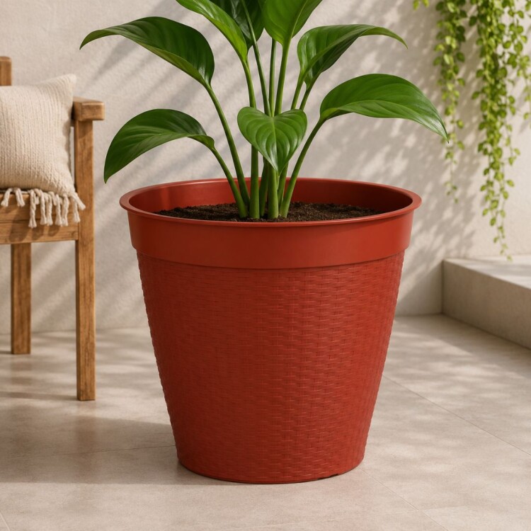 MACETA REDONDA SIMIL RATTAN 44 LITROS TERRACOTA MACETA REDONDA SIMIL RATTAN 44 LITROS TERRACOTA
