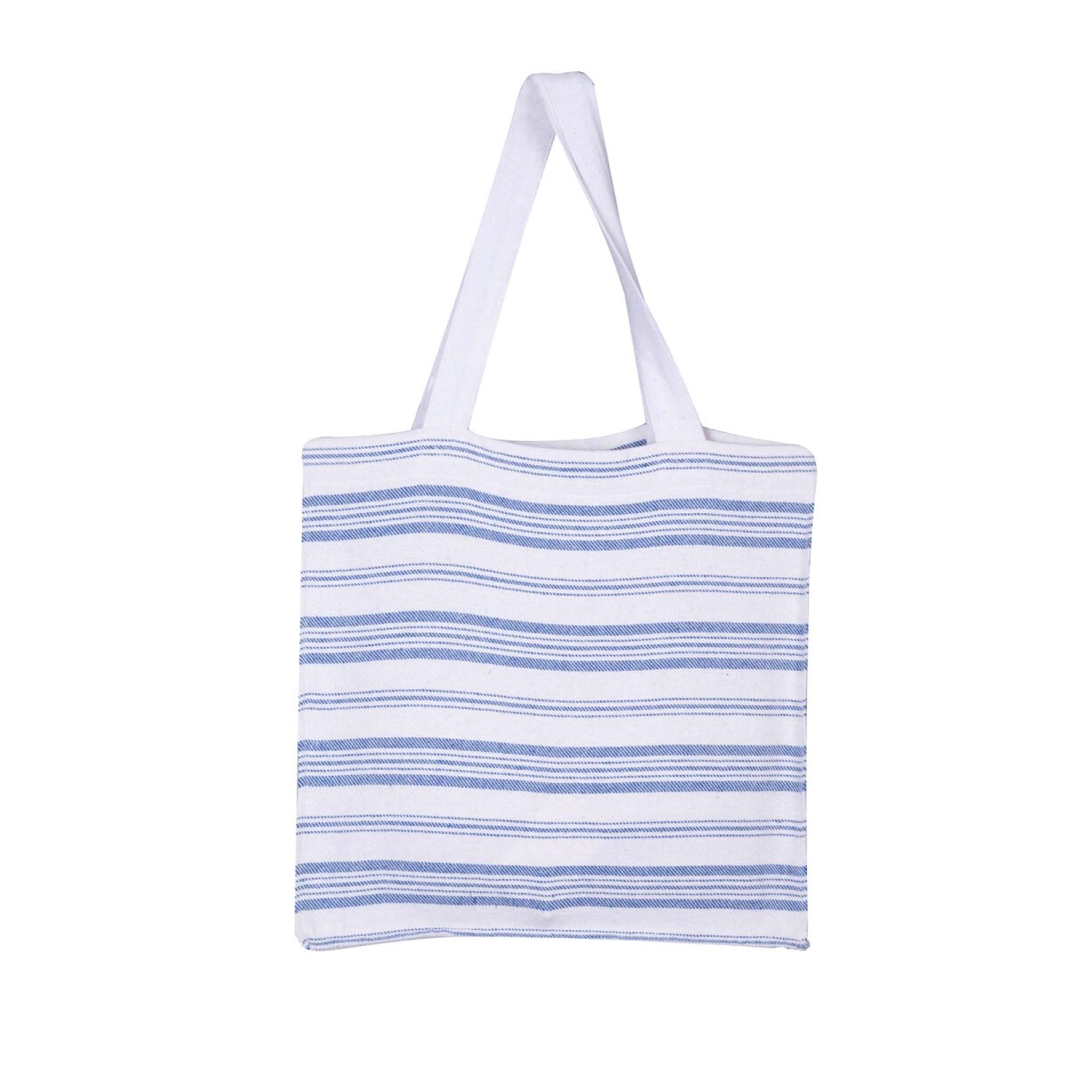 BOLSO TOTE BAG LINES - ALGODON 45X45, AZUL/BLANCO 